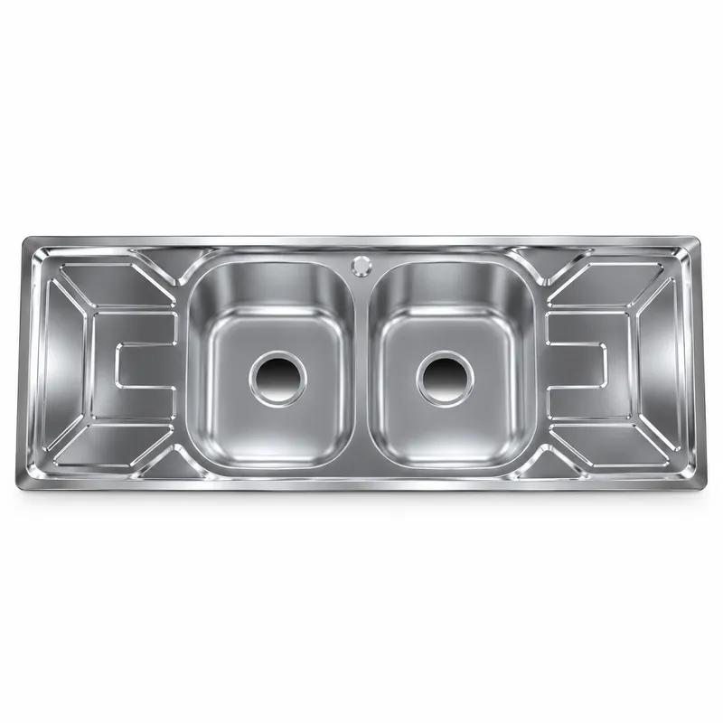 Stainless Sink - Double Bowl,Tray (150x50cm)