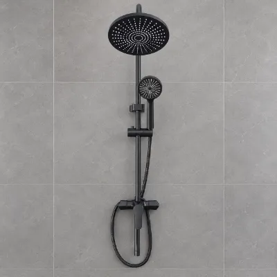 Black Round Shower Set — Aluminium