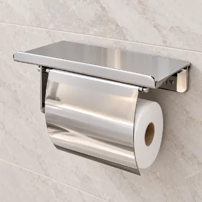 Covered Shelf Toilet Roll Holder - Chrome